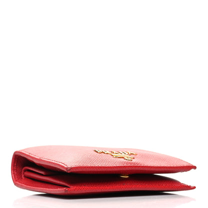 Prada Saffiano Metal Compact Snap Bi-Fold Wallet Fuoco 4 of 13