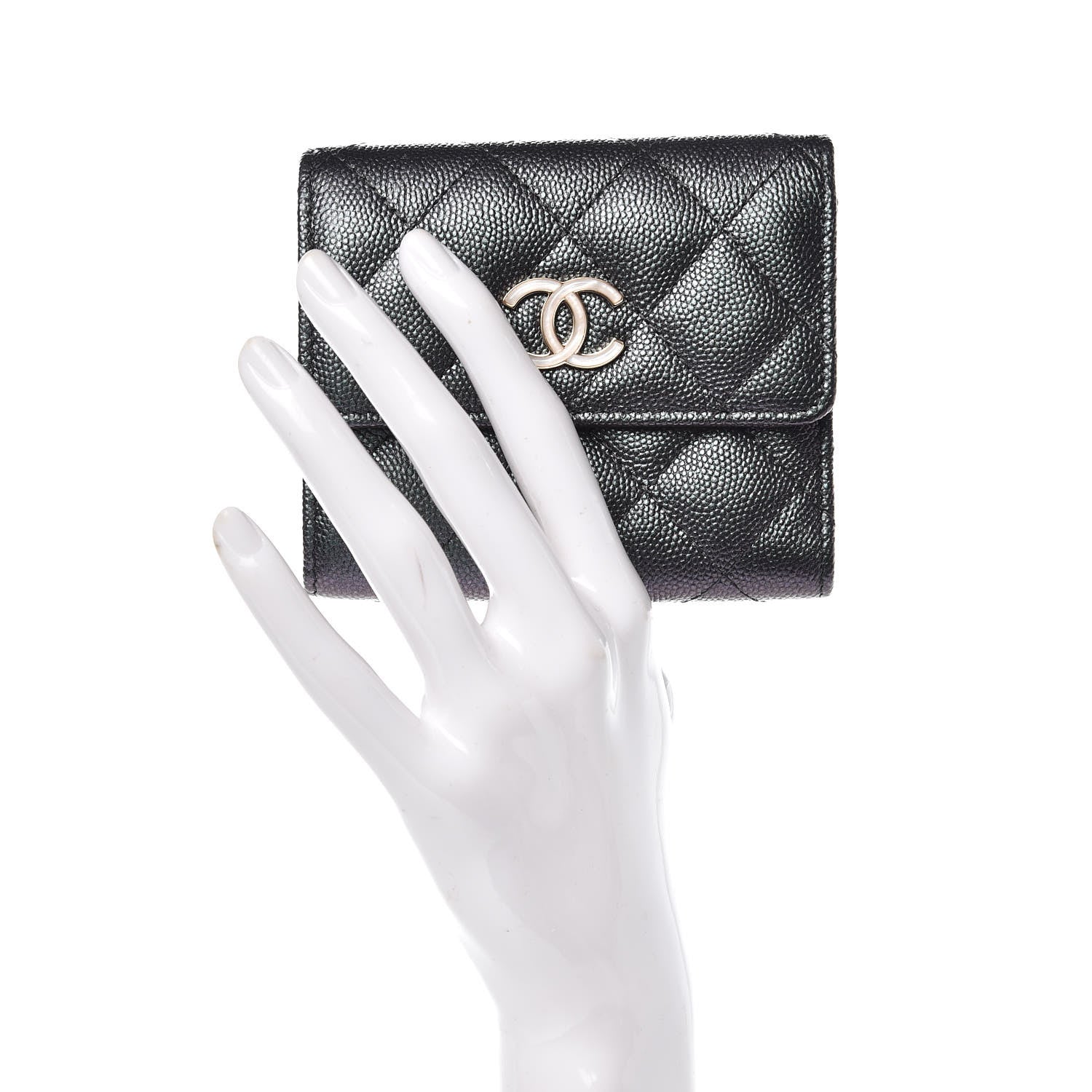 Chanel Iridescent Caviar Quilted Small Flap Wallet Black 2 of 10