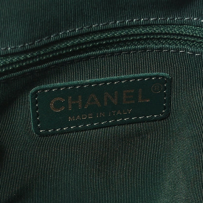 Chanel Calfskin Stitched Large Button Up Hobo Dark Green 6 of 12
