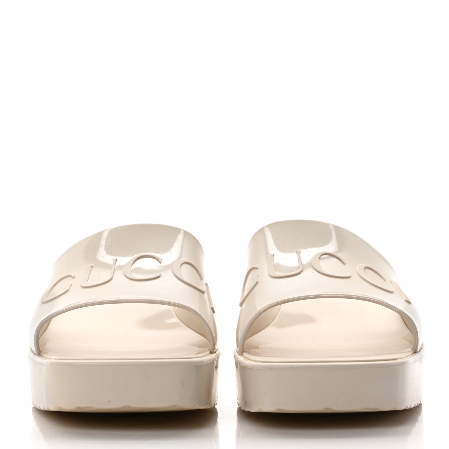 Gucci Rubber Gucci Logo Womens Platform 20/60mm Slide Sandals 39 Mystic White 2 of 10