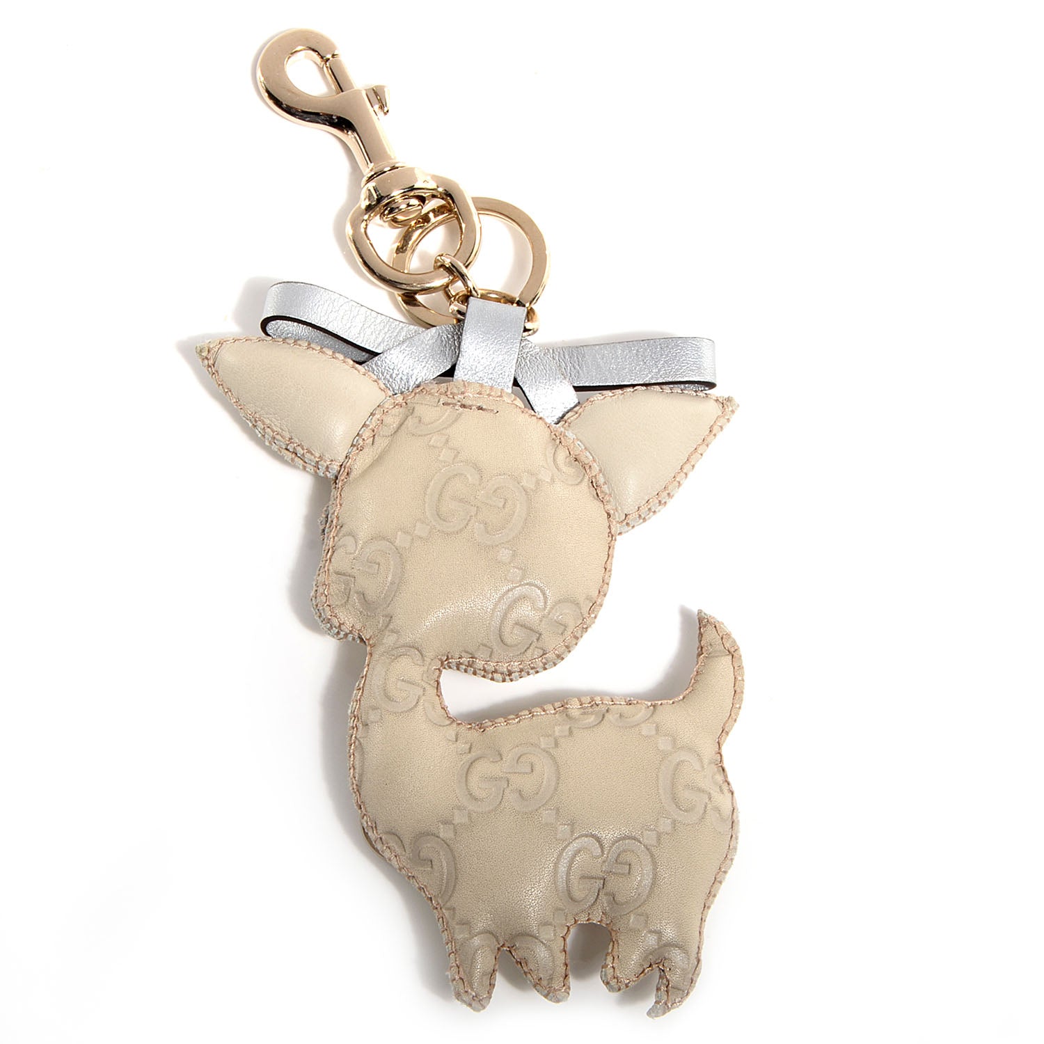 Gucci Guccissima Guccioli Brando Chihuahua Key Charm Off White 3 of 7