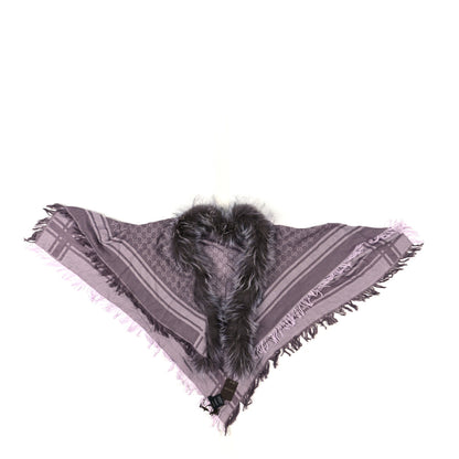 Gucci Wool Silk Fox Fur Monogram Shawl Scarf Violet Purple 1 of 4