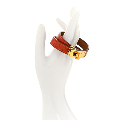 Hermes Matte Alligator Kelly Double Tour Bracelet S Orange 2 of 6
