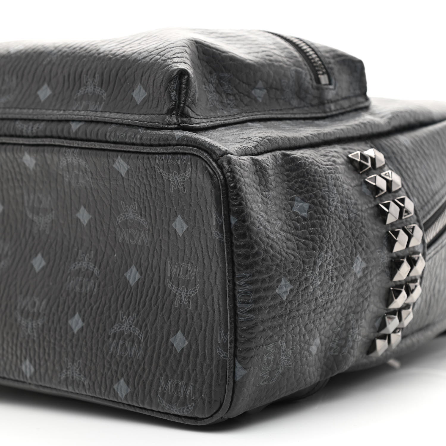 MCM Visetos Medium Side Studs Stark Backpack Black 13 of 15