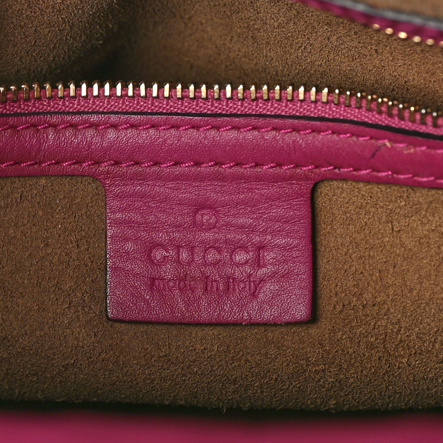 Gucci GG Supreme Monogram Moon Calfskin Small Zip Top Tote Beige Ebony Hibiscus Red New Rosette 6 of 14