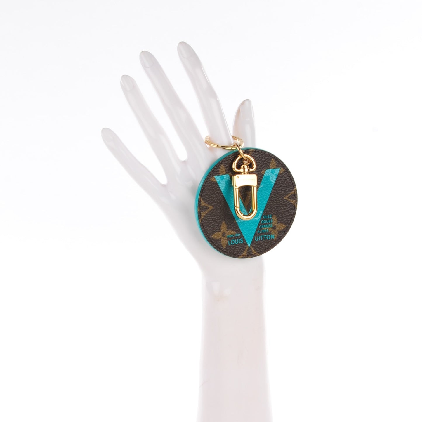 Monogram Illustre V Bag Charm Key Ring Turquoise