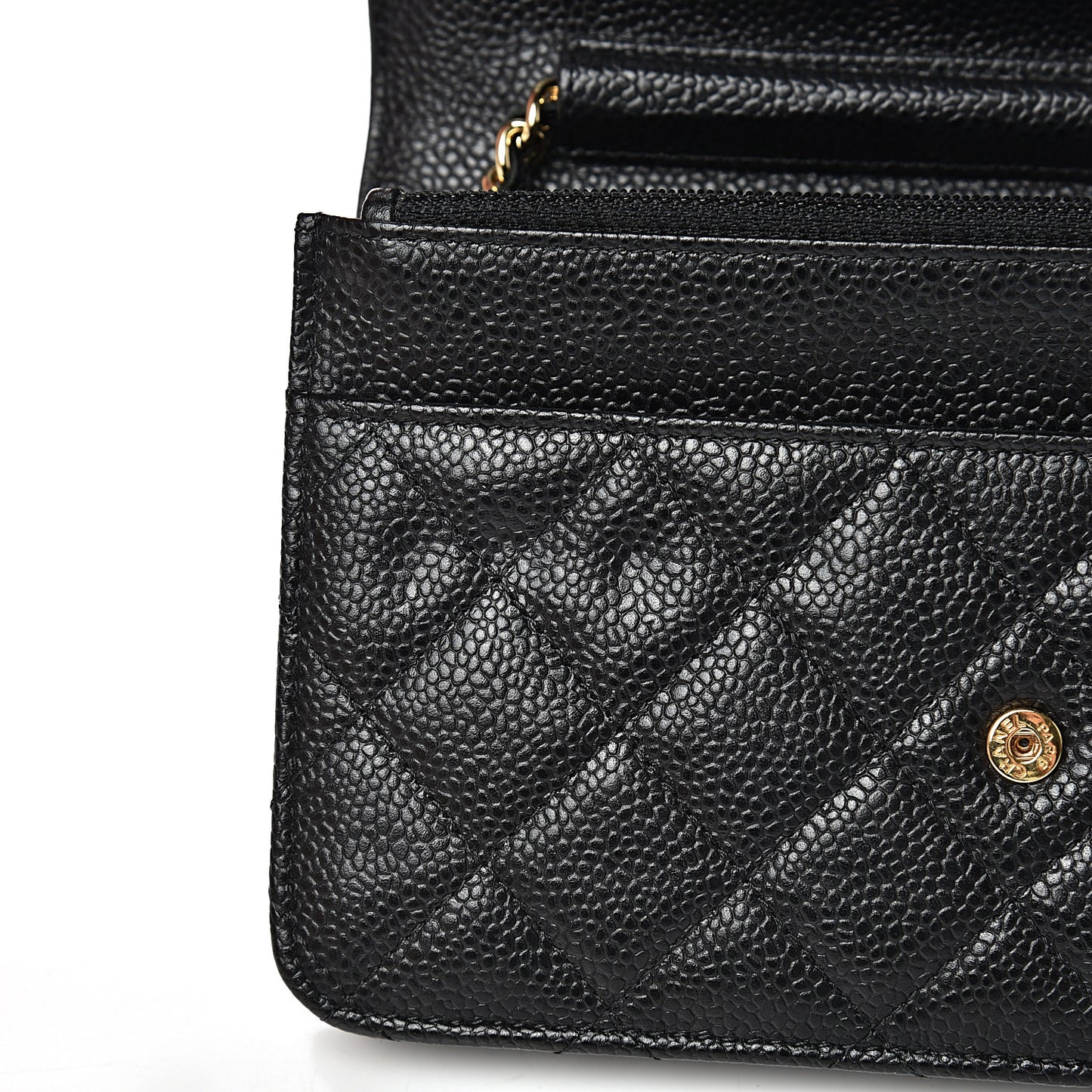 Caviar Quilted Wallet On Chain WOC Black