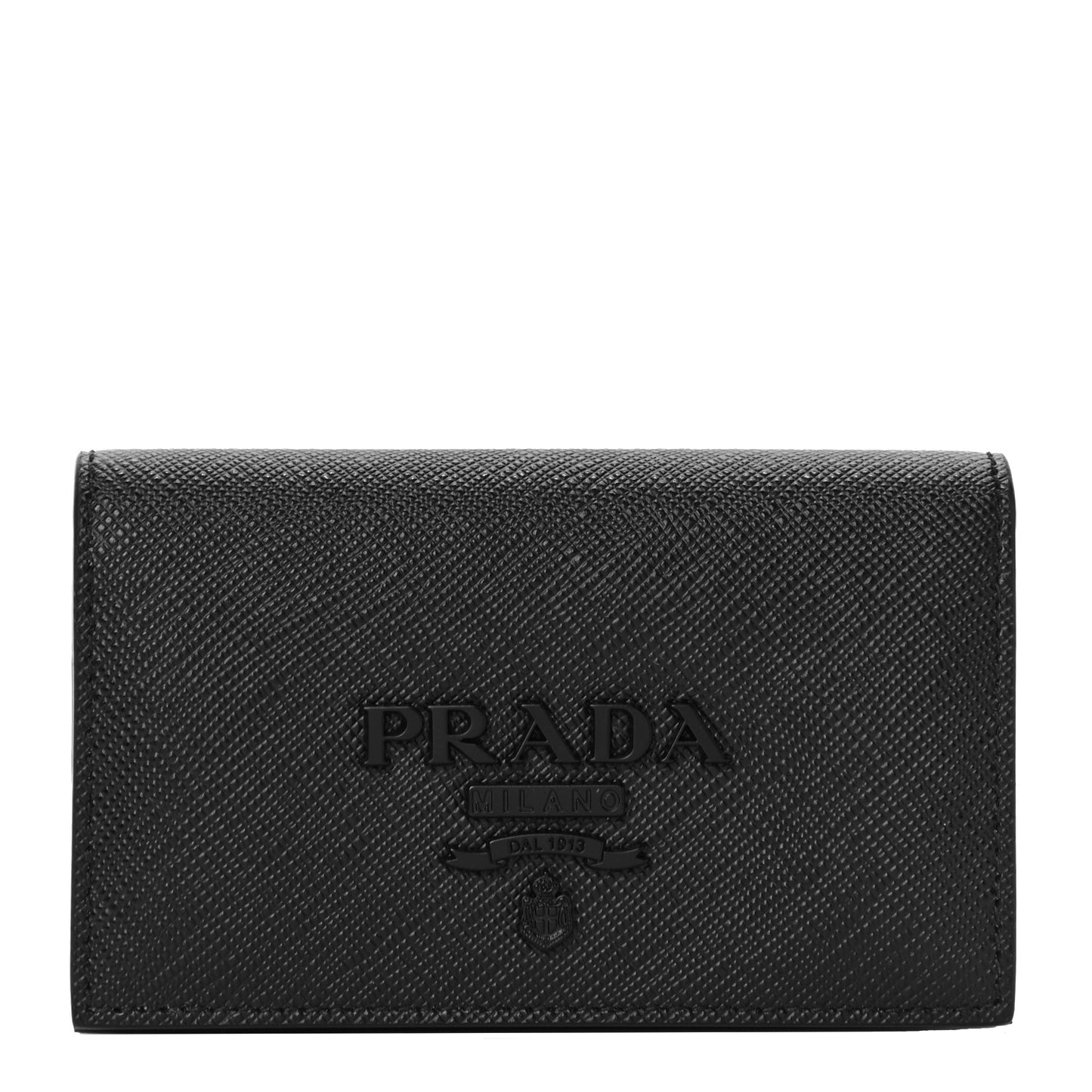 Saffiano Shine Monochrome Metal Business Card Holder Black