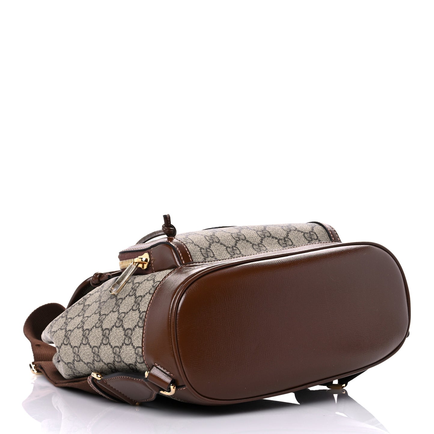 GG Supreme Monogram Azalea Calfskin Retro Interlocking G Buckle Backpack Beige Ebony Brown Sugar