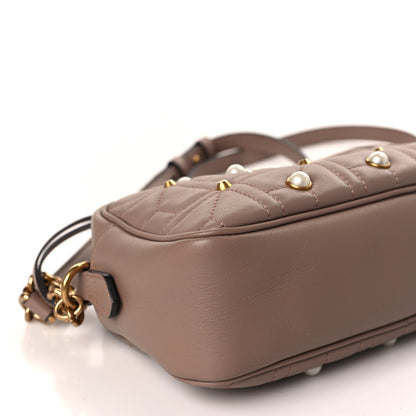 Gucci Calfskin Matelasse Studded Small Pearly GG Marmont Chain Shoulder Bag Porcelain Rose 8 of 9