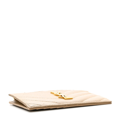 Saint Laurent Monogram Grain de Poudre 5 Fragments Zip Pouch Card Holder Dark Latte 4 of 7