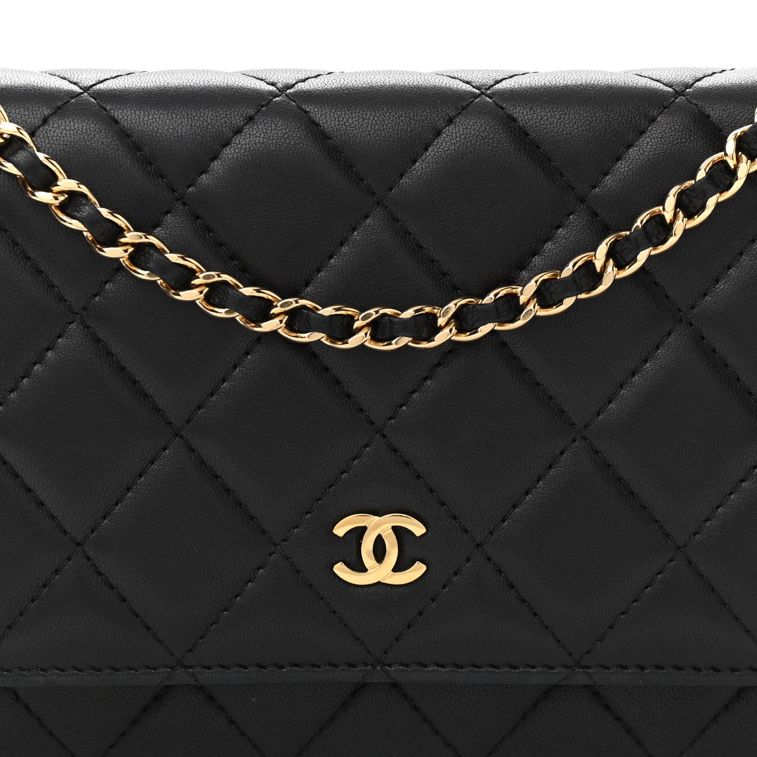 Chanel Lambskin Quilted Wallet On Chain WOC Black 10 of 13