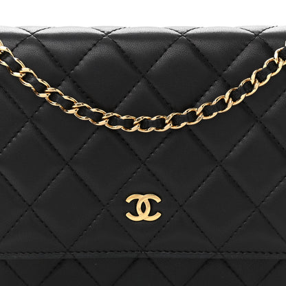 Chanel Lambskin Quilted Wallet On Chain WOC Black 10 of 13