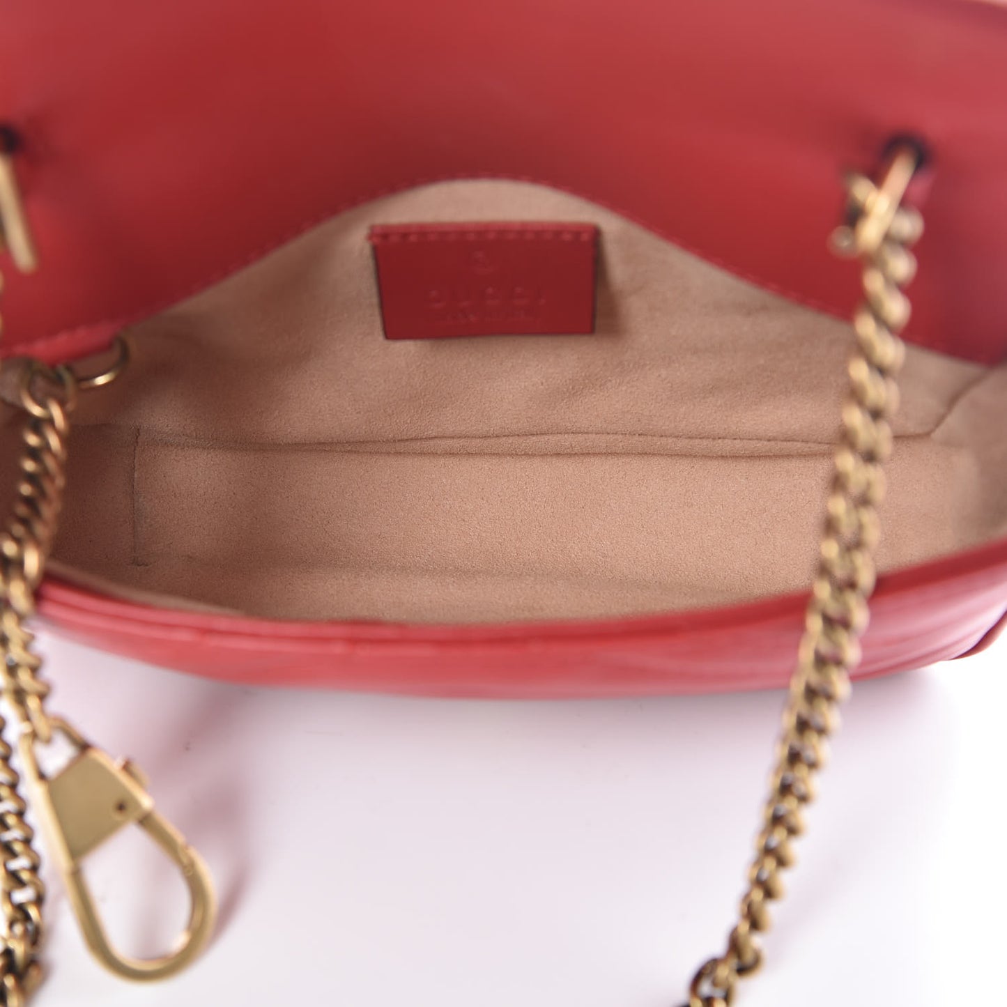 Calfskin Matelasse Super Mini GG Marmont Shoulder Bag Hibiscus Red