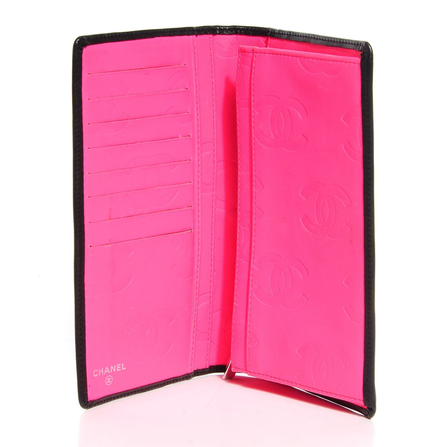 Calfskin Quilted Cambon Yen Wallet Black
