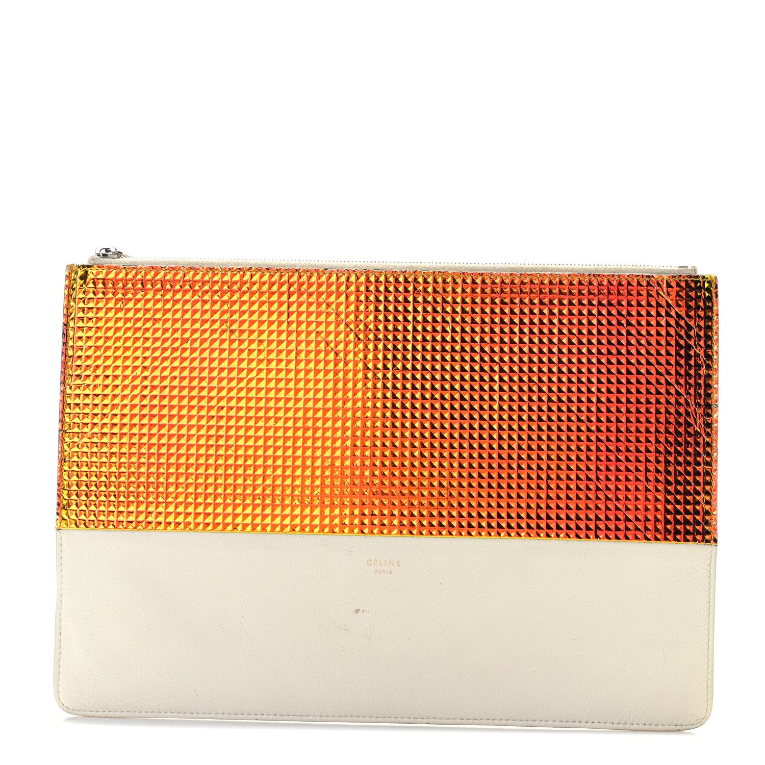 Celine Lambskin Bi-Color Solo Clutch Pouch White 1 of 9