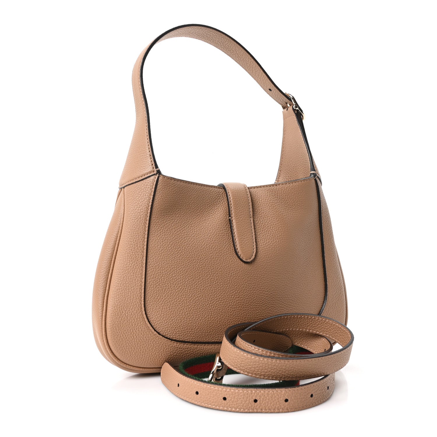 Gucci Grand Prix Calfskin Web Medium Jackie 1961 Hobo Natural Tan 2 of 9
