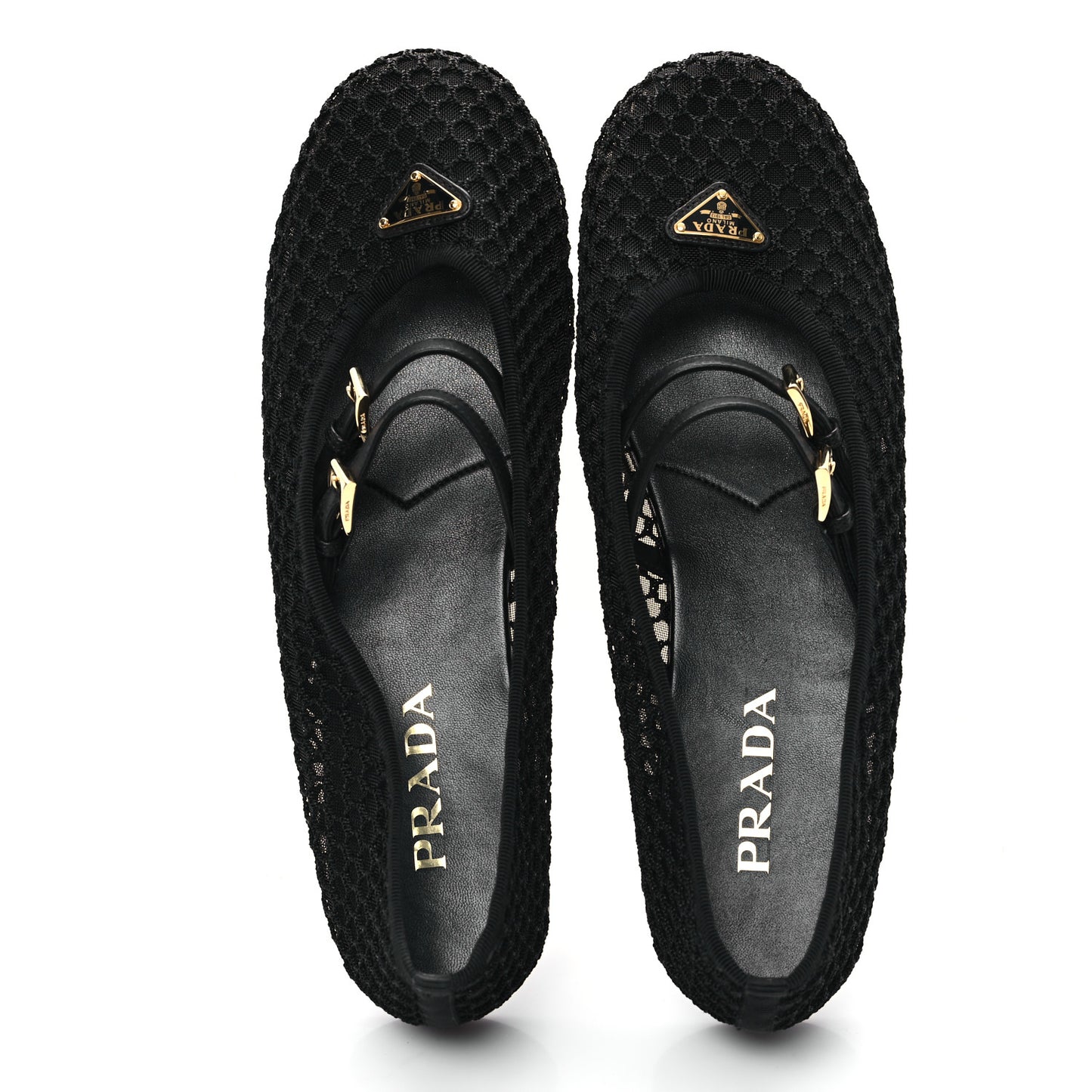 Mesh Fabric Ballerina Flats 41 Black