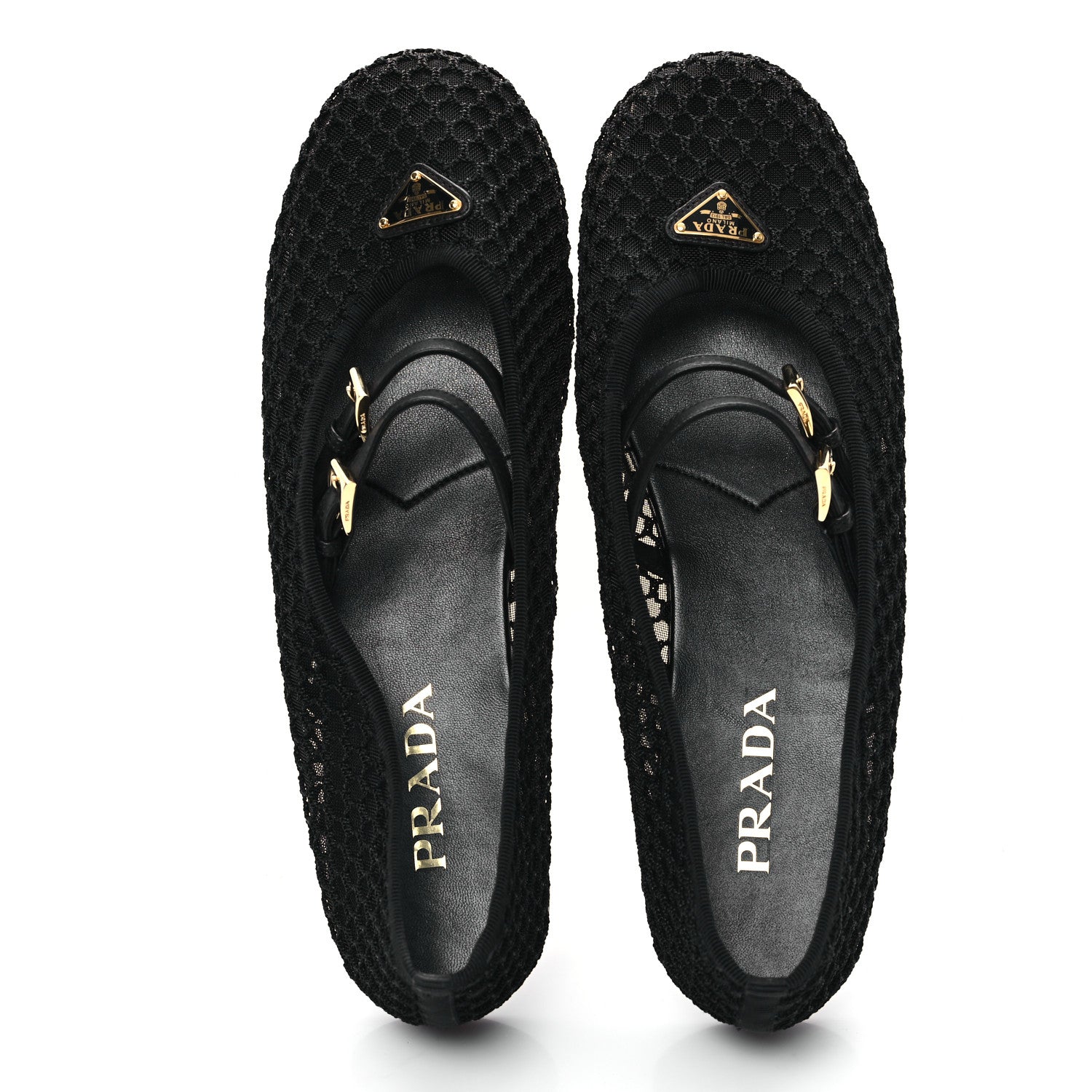 Prada Mesh Fabric Ballerina Flats 41 Black 2 of 8