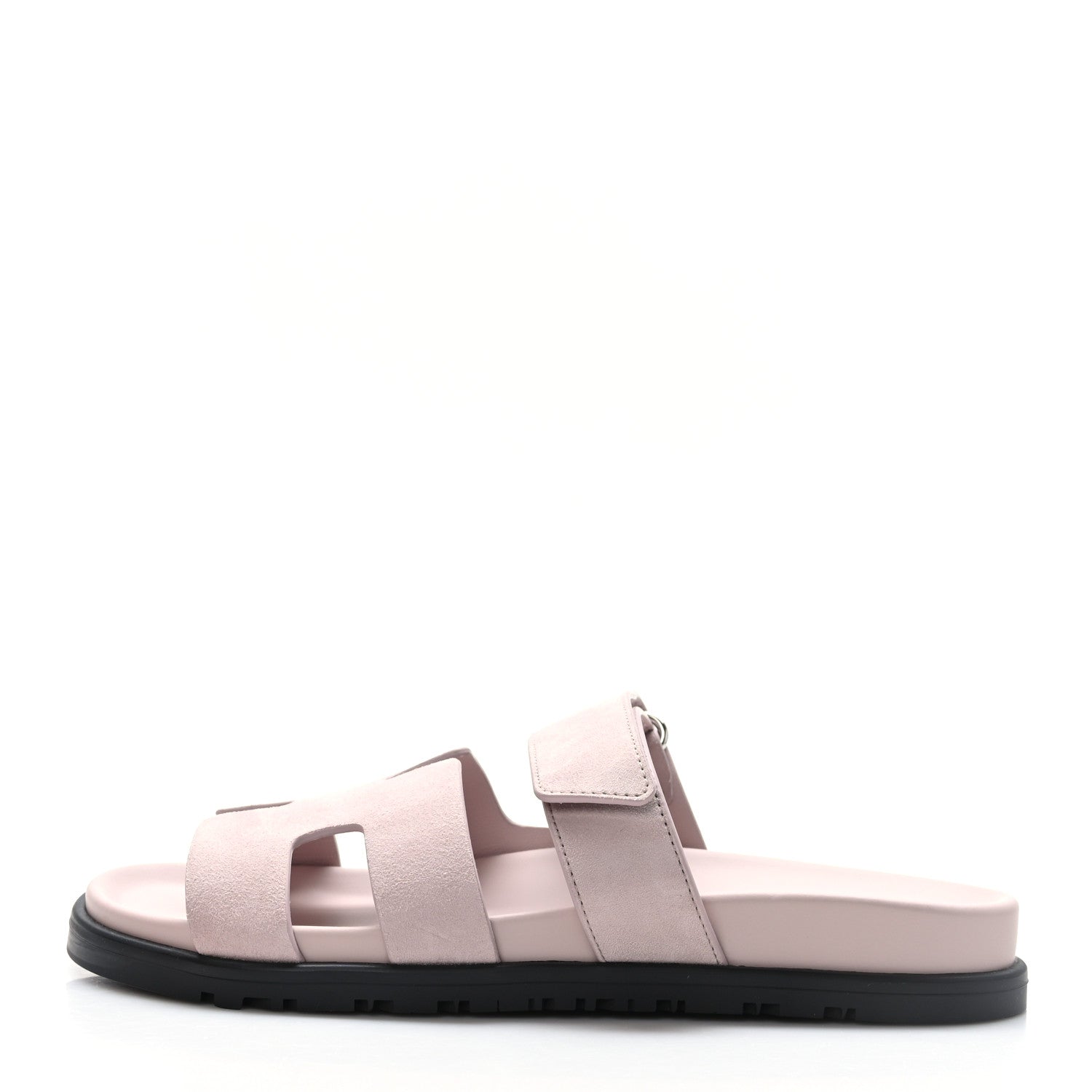 Hermes Suede Goatskin Womens Chypre Sandals 37 Rose Porcelaine 1 of 9