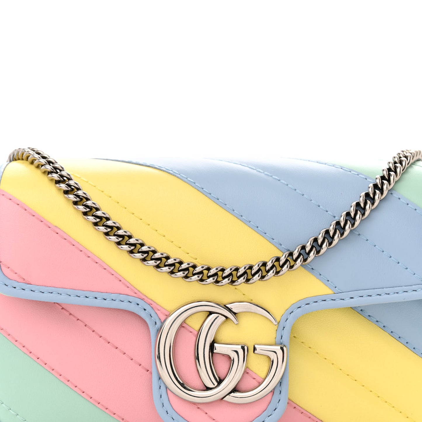 Calfskin Matelasse Diagonal Super Mini GG Marmont Shoulder Bag Multicolor Pastel