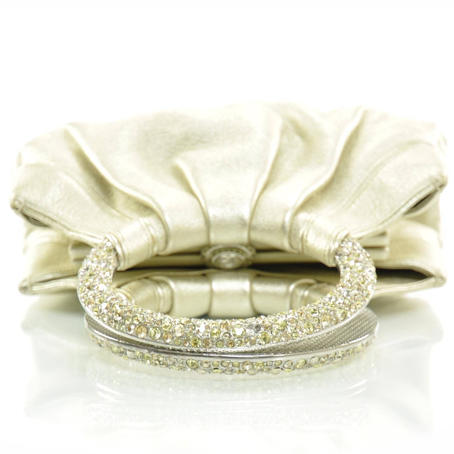 Judith Leiber Leather Austrian Crystal Blaze Dragee Evening Bag 5 of 8