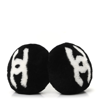 Chanel Shearling CC Ear Muffs Black White 6 of 8