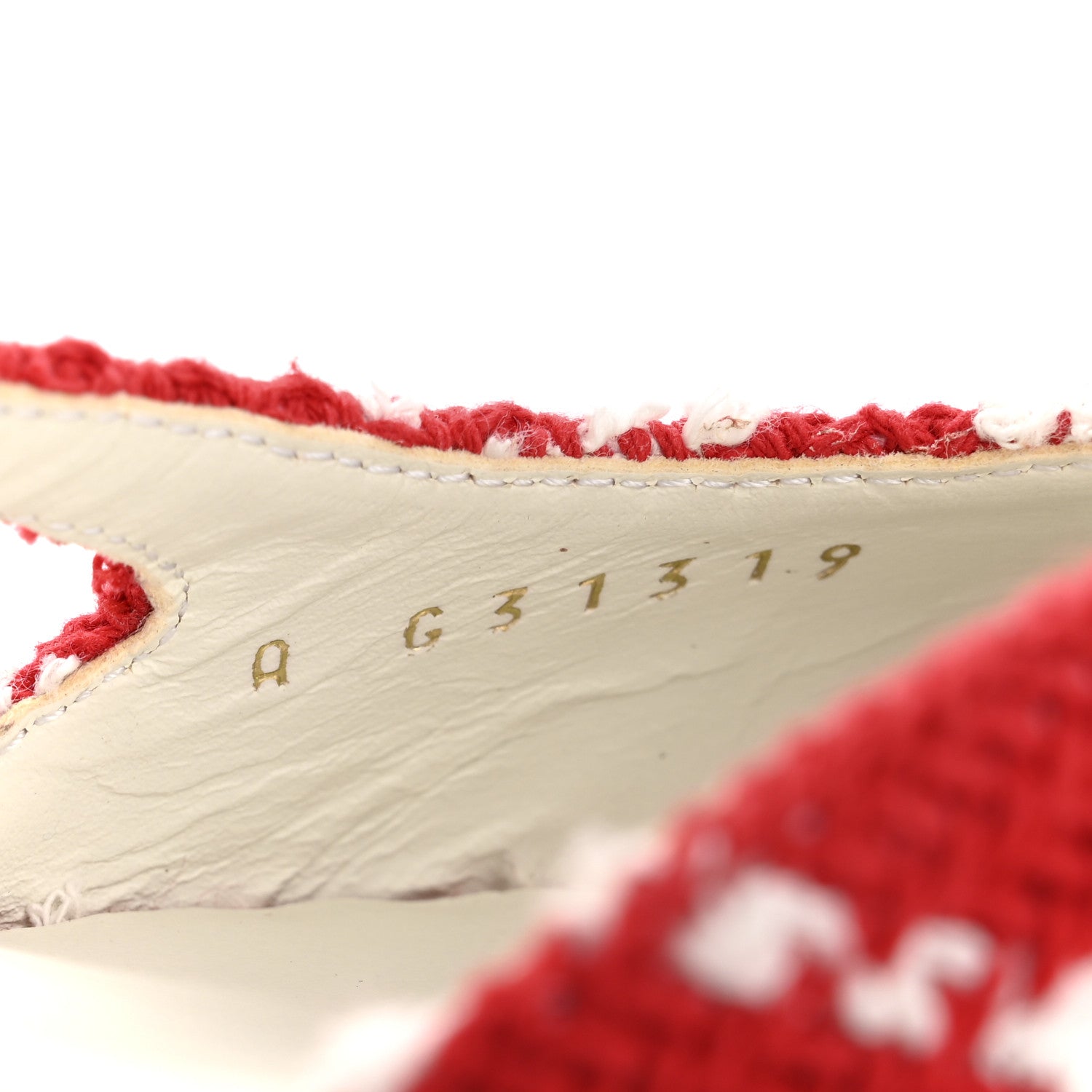 Chanel Tweed Grosgrain Cap Toe CC Slingback Flats 36 Red White