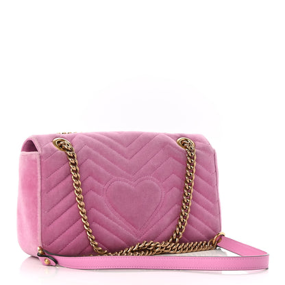 Gucci Velvet Matelasse Marquise Crystals Embroidered Small GG Marmont Shoulder Bag Malva 3 of 9