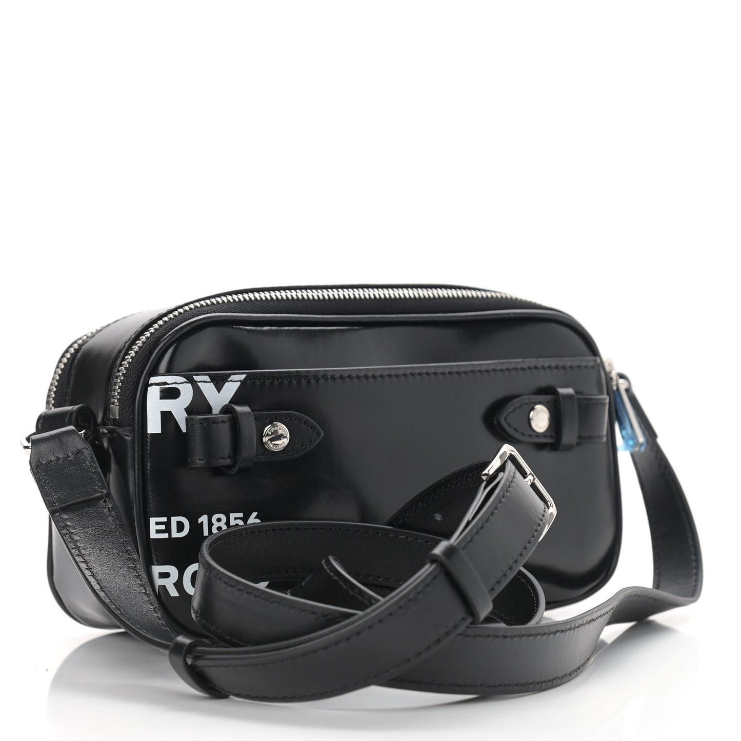 Coated Canvas Horseferry Print Micro Camera Bag Black
