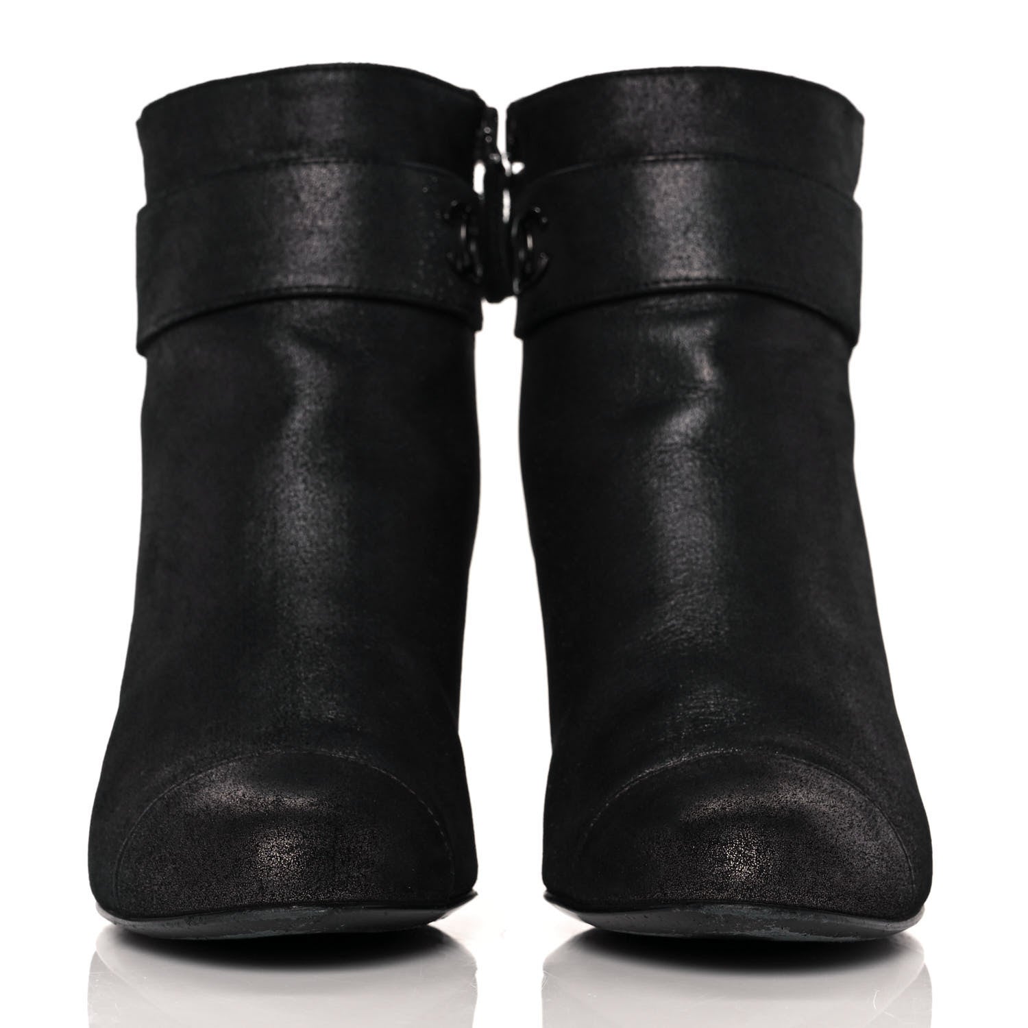 Chanel Suede CC Ankle Boots 35.5 Black 2 of 8