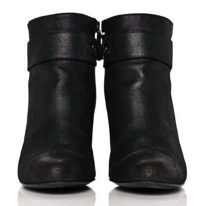 Chanel Suede CC Ankle Boots 35.5 Black 2 of 8