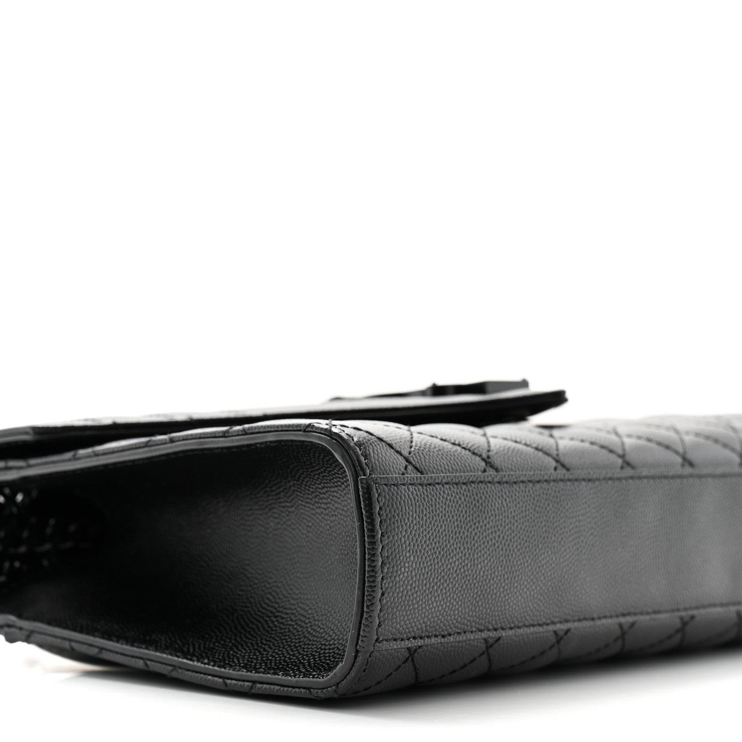 Saint Laurent Grain De Poudre Textured Mixed Matelasse Triquilt Medium Monogram Monochrome Satchel Black 9 of 10