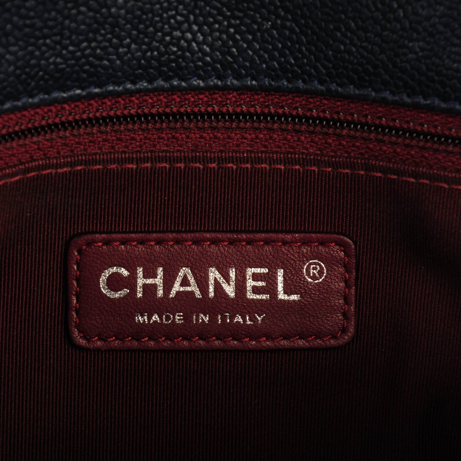 Chanel Caviar Quilted Medium French Riviera Flap Dark Navy Blue 7 of 9