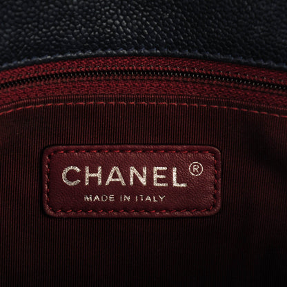 Chanel Caviar Quilted Medium French Riviera Flap Dark Navy Blue 7 of 9