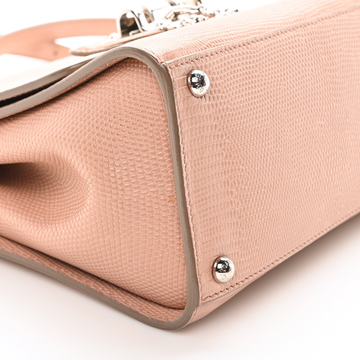 Lizard Calfskin Embossed Small Monica Top Handle Bag Pink