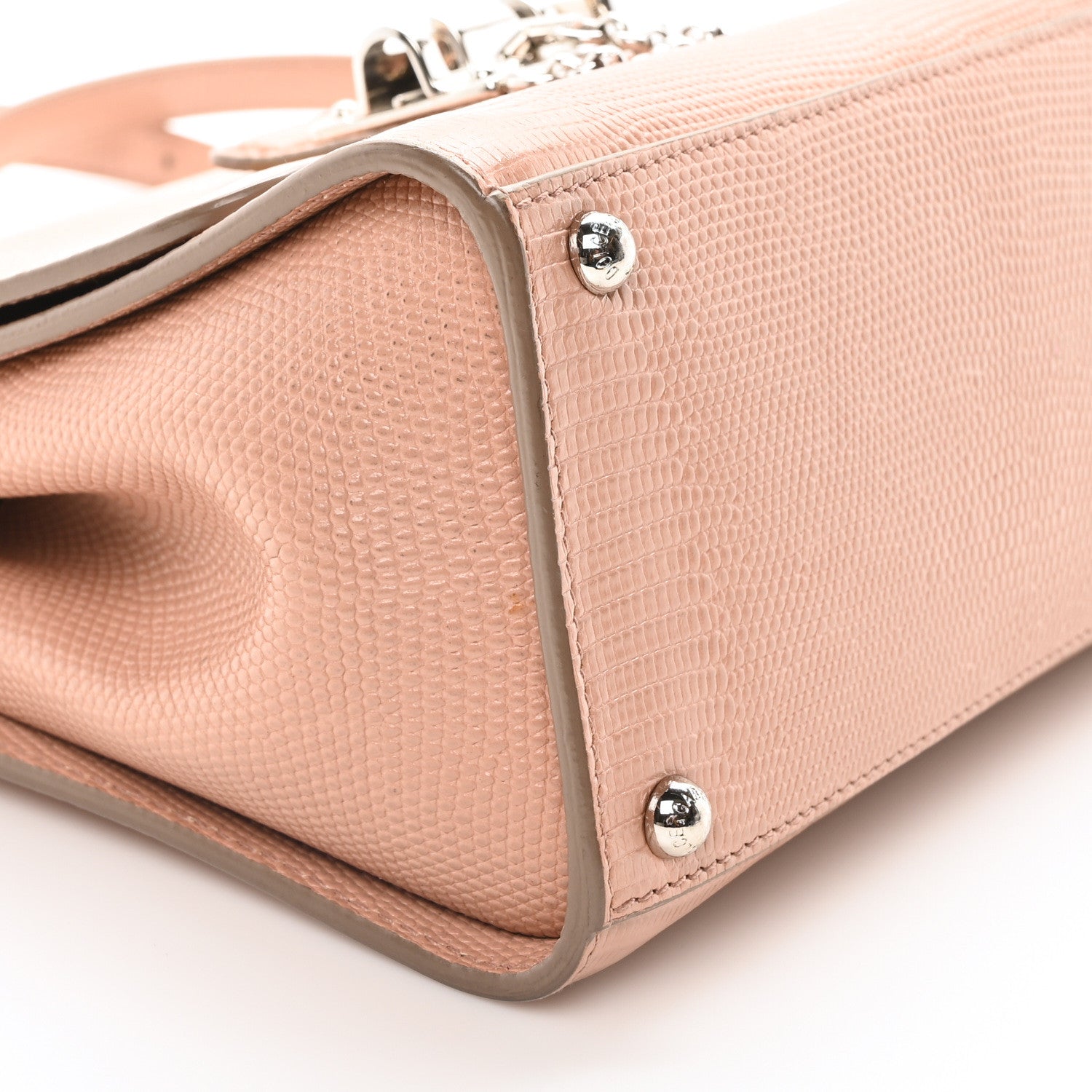Dolce & Gabbana Lizard Calfskin Embossed Small Monica Top Handle Bag Pink 8 of 9