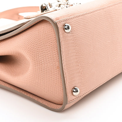 Dolce & Gabbana Lizard Calfskin Embossed Small Monica Top Handle Bag Pink 8 of 9