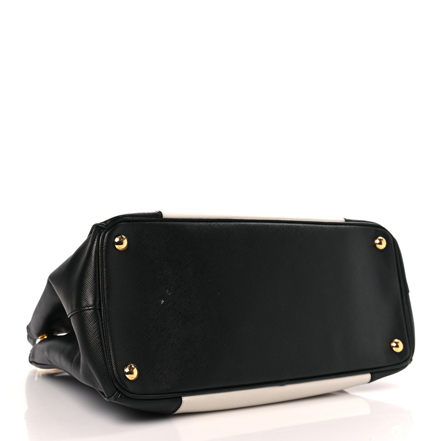 Prada Saffiano Lux Colorblock Medium Galleria Double Zip Tote Black Talco 4 of 12