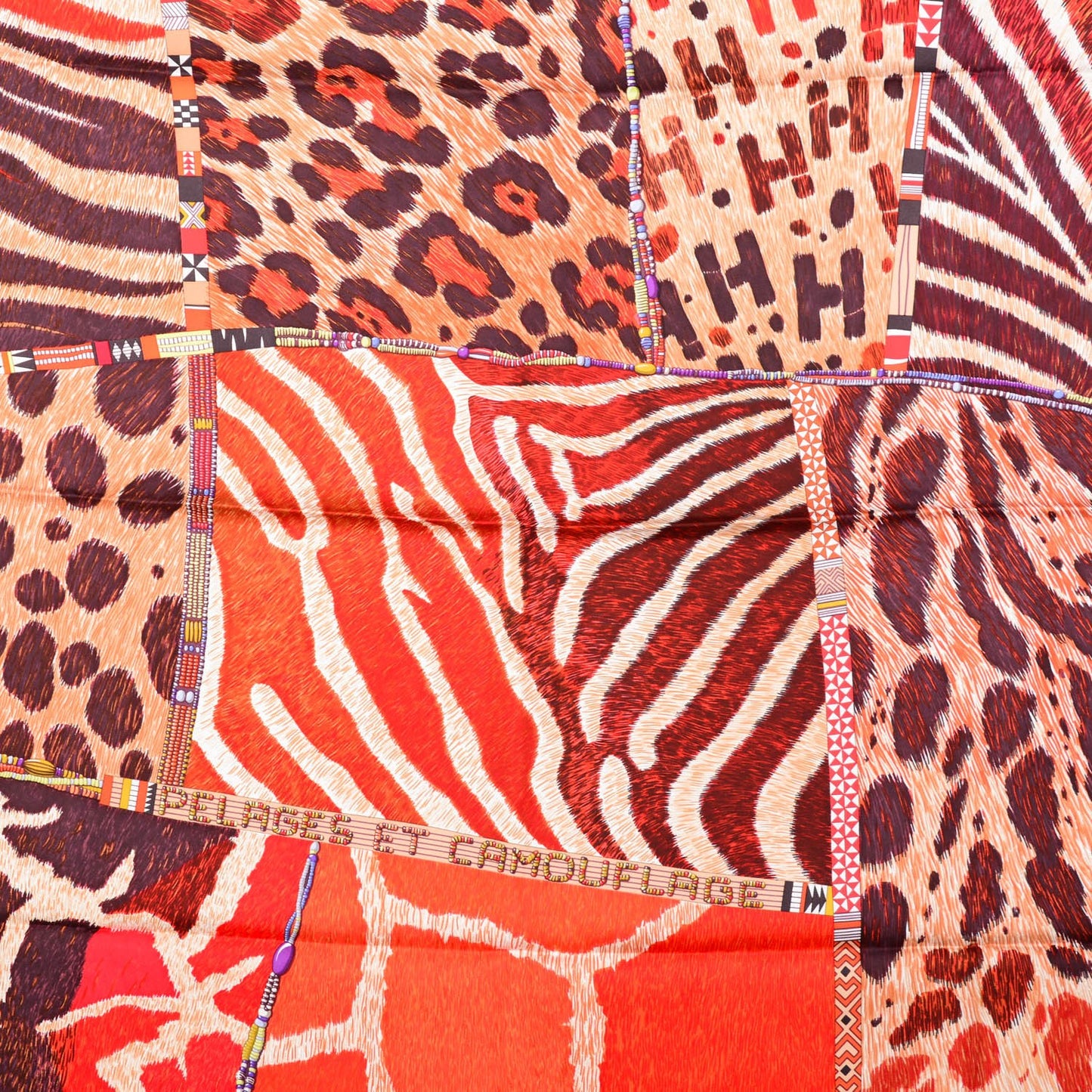 Silk Pelages et Camouflage Scarf 90 Brique Acajou Rouge H