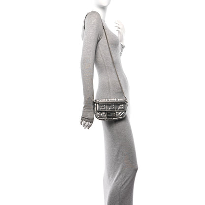 Fendi Vitello Catalan Mirror FF 1974 Embossed Mini Baguette Argento 2 of 11