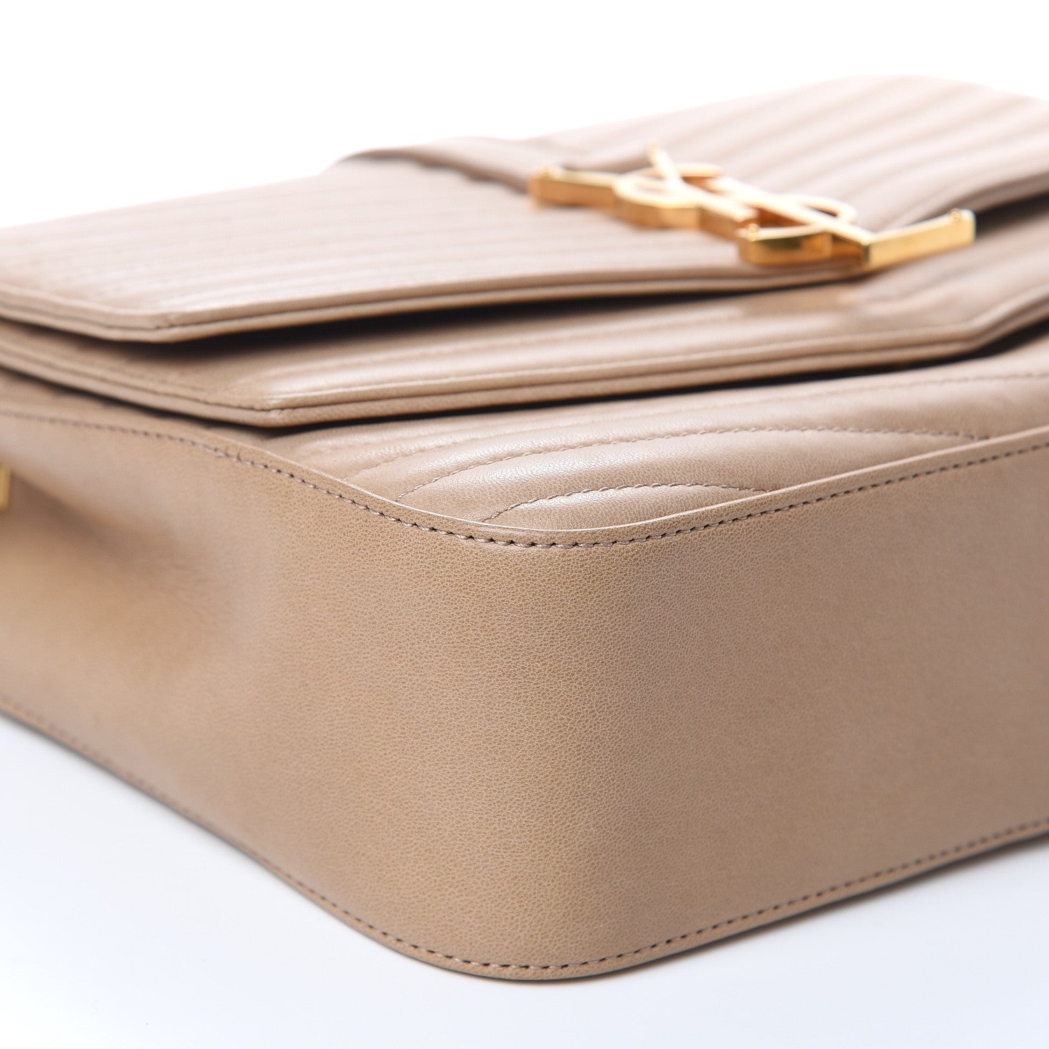 Saint Laurent Lambskin Matelasse Chevron Monogram Medium Sulpice Bag Beige 7 of 15