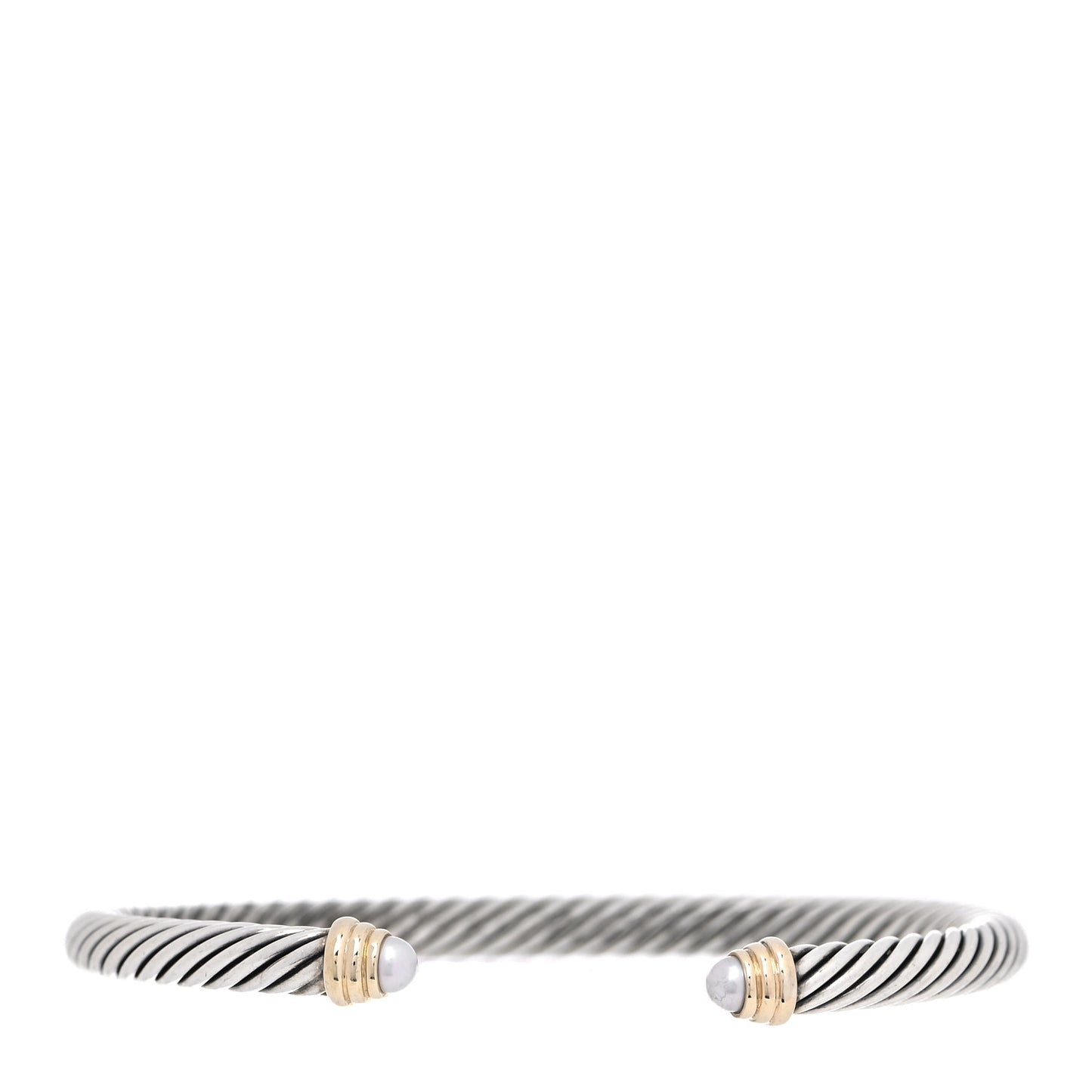 Sterling Silver 14K Yellow Gold Pearl 5mm Cable Classics Petite Color Bracelet