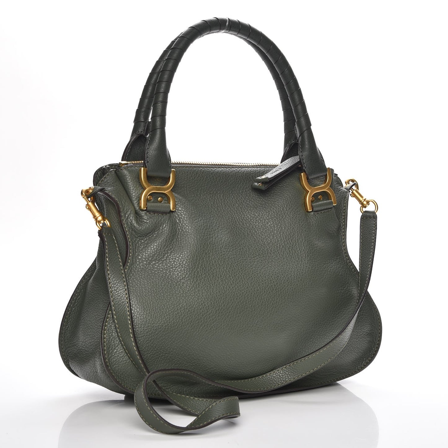 Calfskin Medium Marcie Satchel Midnight Green