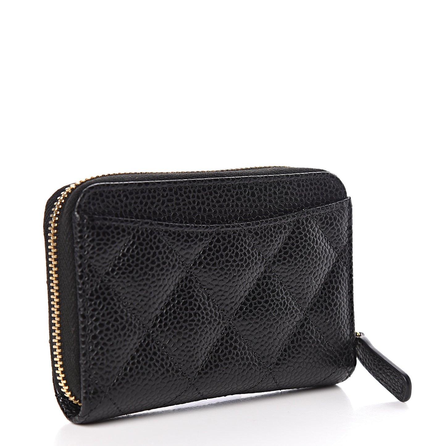 Caviar Quilted Zip Coin Purse Black