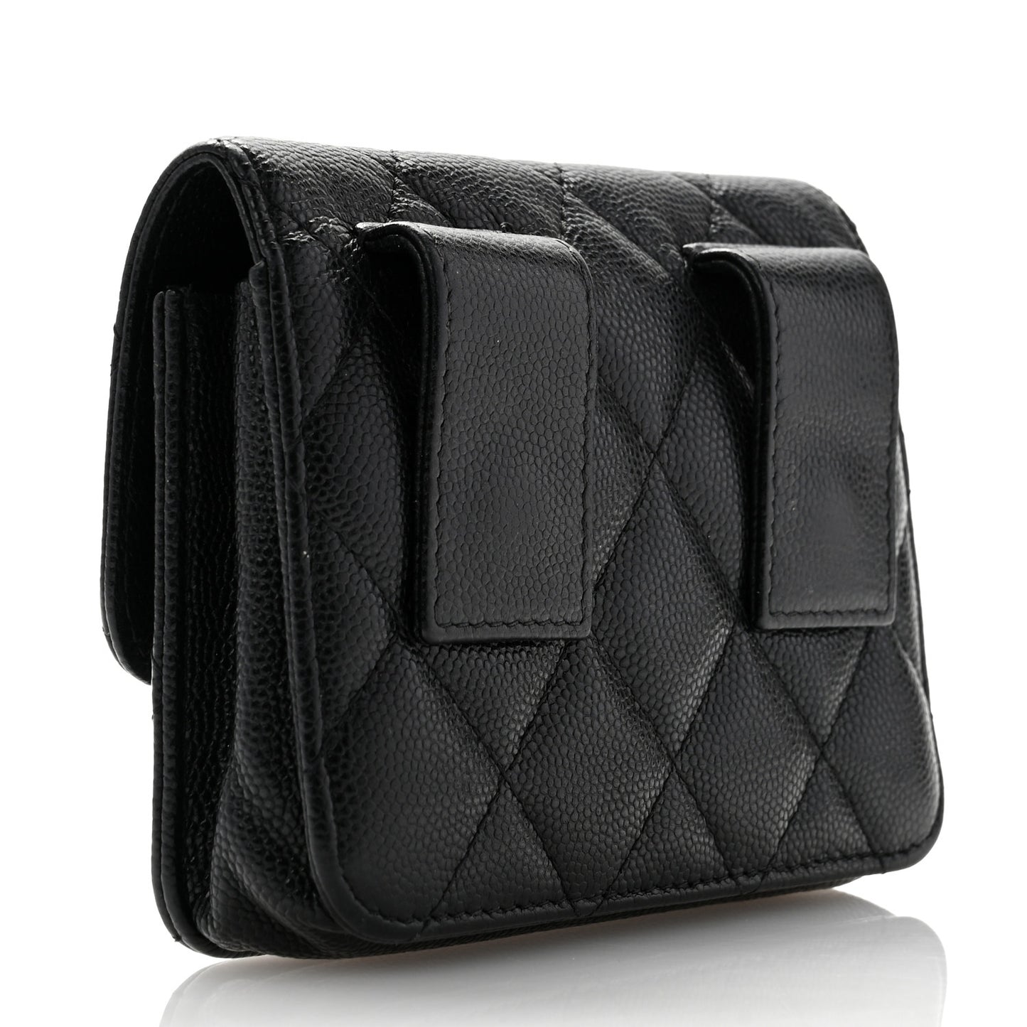 Caviar Quilted My Everything Belt Flap Card Holder Black