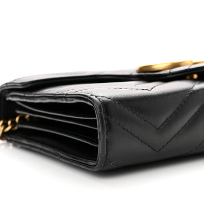 Gucci Calfskin Matelasse GG Marmont Chain Wallet Black 8 of 10