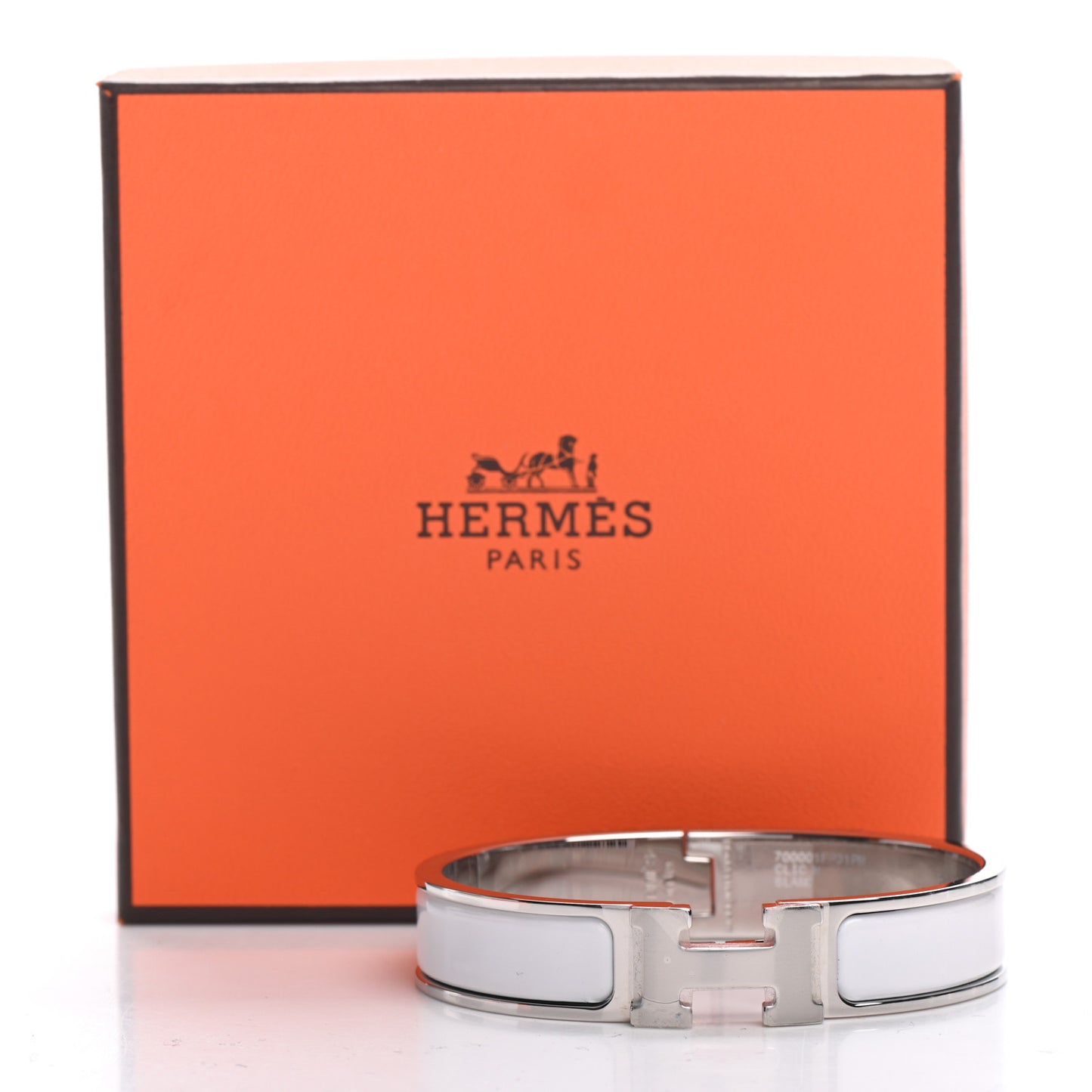 Enamel Narrow Clic Clac H Bracelet PM White