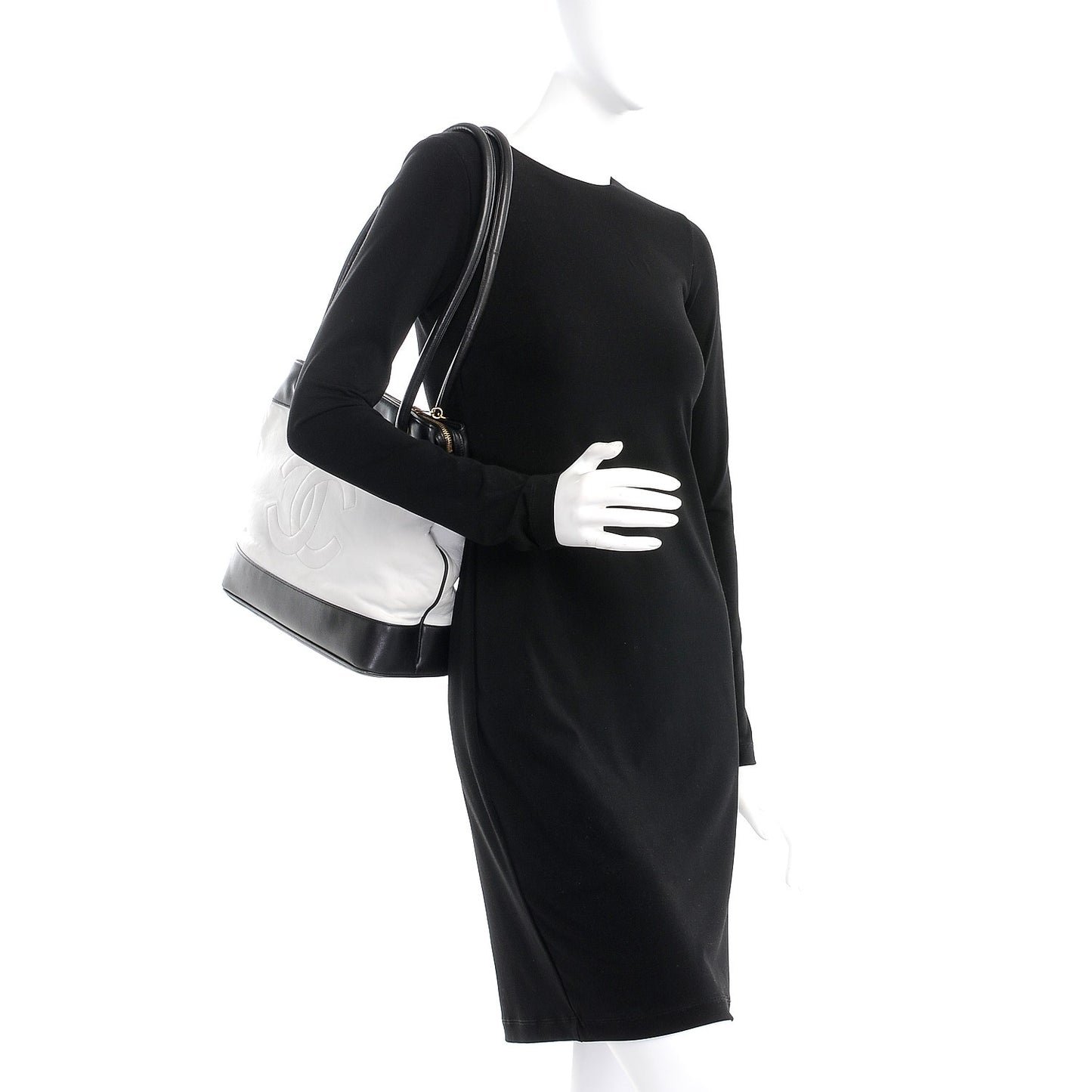 Lambskin CC Tote Black White