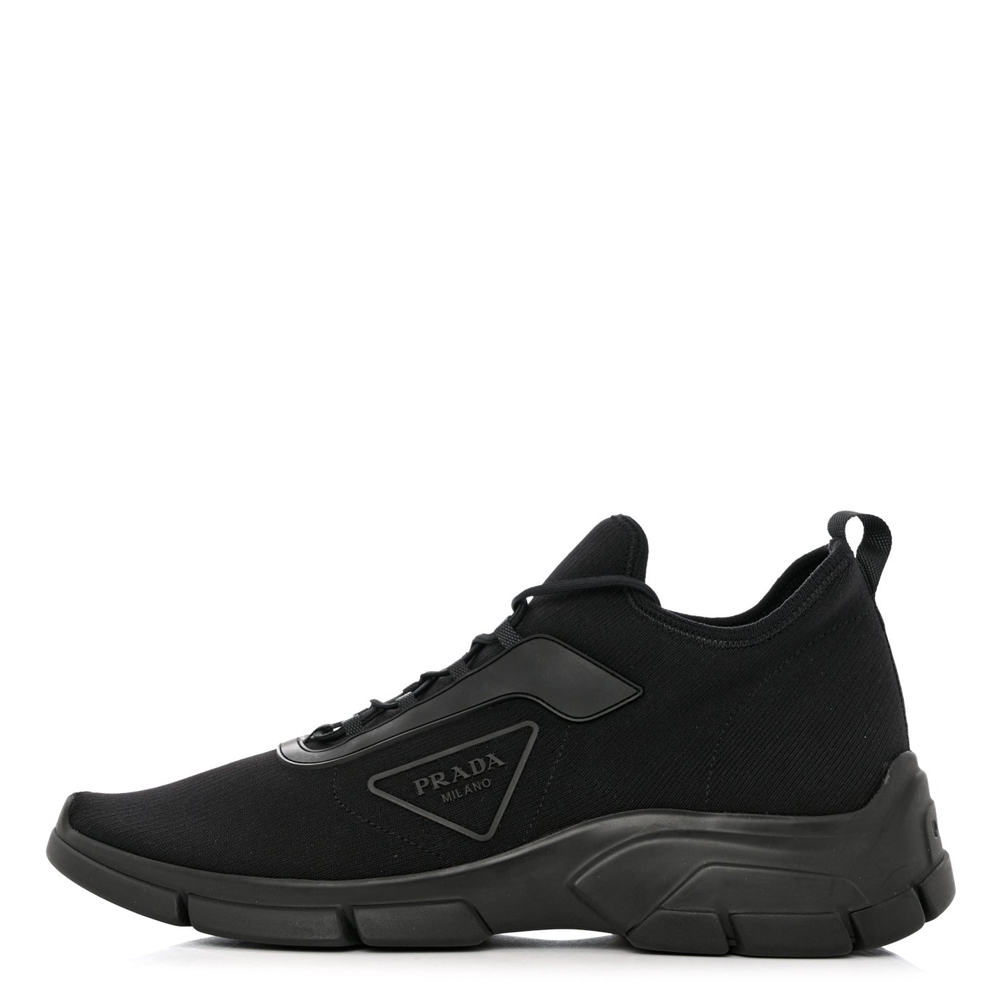 Knit Fabric Logo Mens Running Sneakers 8 Black